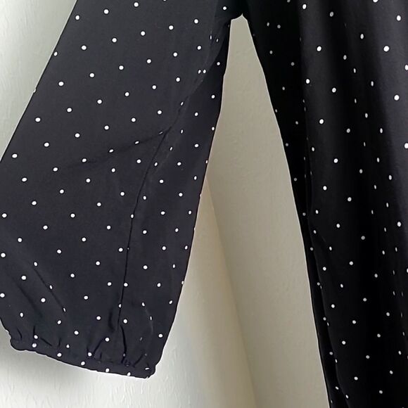 Old Navy Black & White Polka-dot Dress, Exposed Zipper Accent in Back, Sz Large - Picture 4 of 7